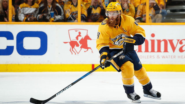 NASHVILLE, TN - MAY 10: Ryan Ellis #4 of the Nashville Predators skates against the Winnipeg Jets in Game Seven of the Western Conference Second Round during the 2018 NHL Stanley Cup Playoffs at Bridgestone Arena on May 10, 2018 in Nashville, Tennessee. *** Local Caption *** Ryan Ellis