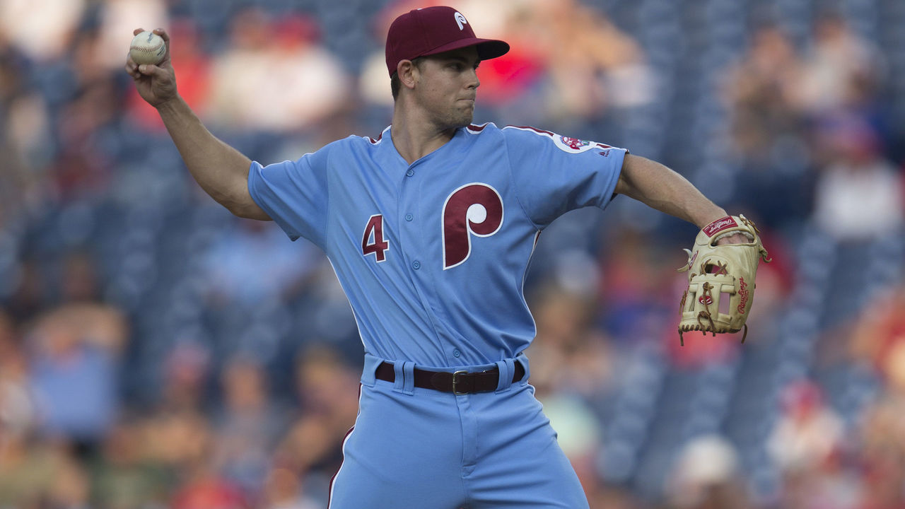 PHILADELPHIA, PA - AUGUST 16: Scott Kingery #4 of the Philadelphia Phillies throws a pitch in the top of the eighth inning against the New York Mets in game one of the doubleheader at Citizens Bank Park on August 16, 2018 in Philadelphia, Pennsylvania. The Mets defeated the Phillies 24-4.