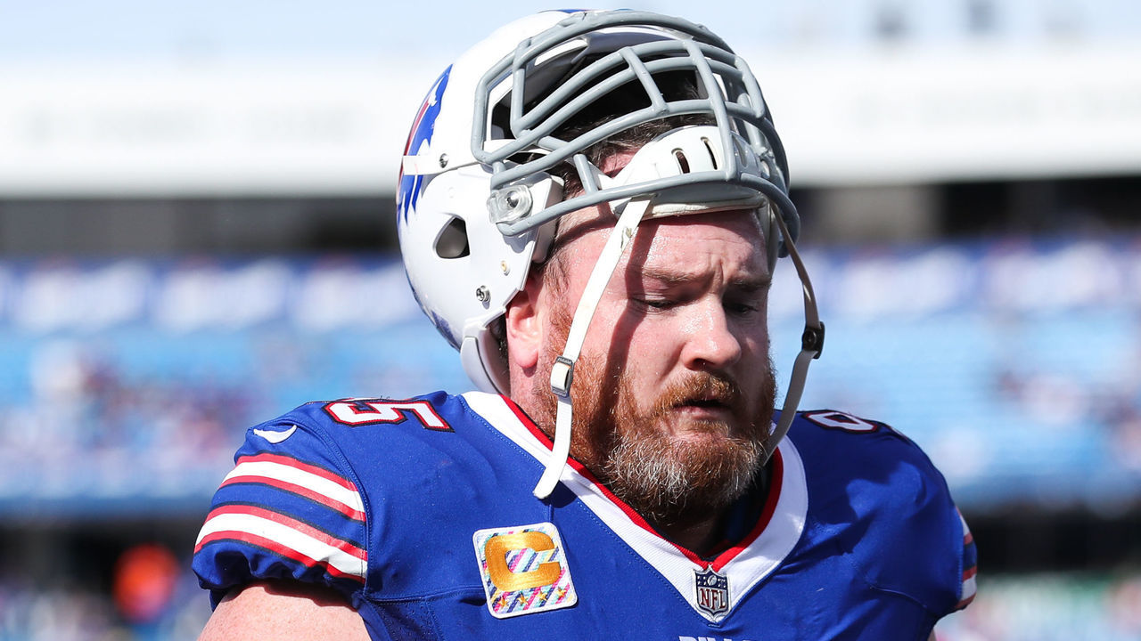 ORCHARD PARK, NY - OCTOBER 22: Kyle Williams #95 of the Buffalo Bills walks off the field before an NFL game against the Tampa Bay Buccaneers on October 22, 2017 at New Era Field in Orchard Park, New York.