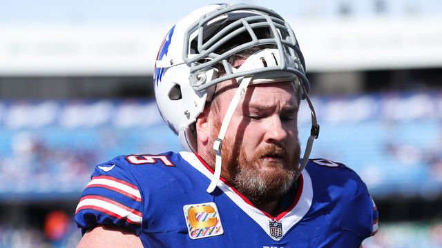ORCHARD PARK, NY - OCTOBER 22: Kyle Williams #95 of the Buffalo Bills walks off the field before an NFL game against the Tampa Bay Buccaneers on October 22, 2017 at New Era Field in Orchard Park, New York.