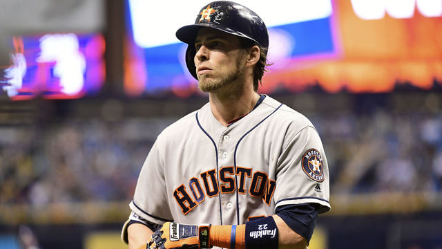 ST PETERSBURG, FL - JUNE 30: Josh Reddick #22 of the Houston Astros walks off the field after grounding out in the ninth inning against the Tampa Bay Rays on June 30, 2018 at Tropicana Field in St Petersburg, Florida. The Rays won 5-2.