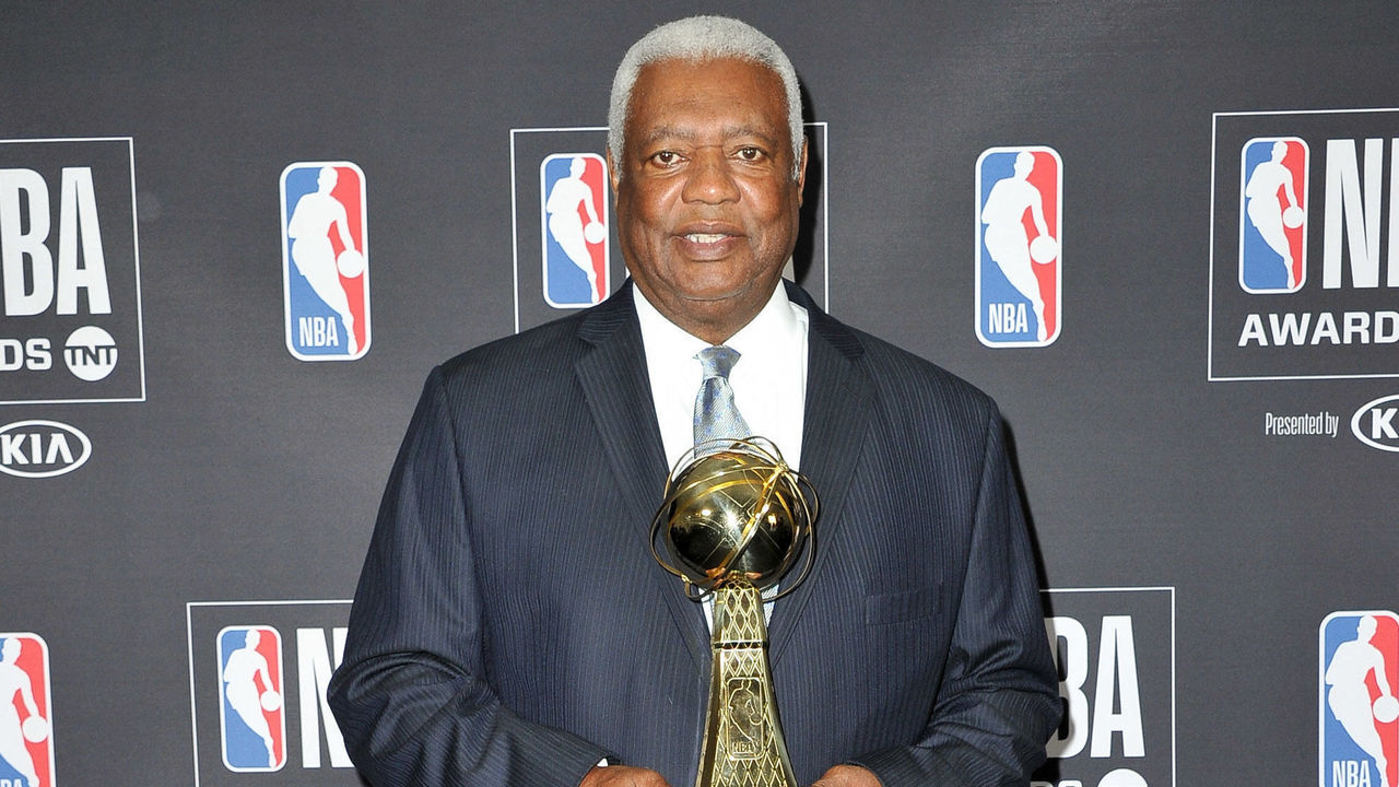 SANTA MONICA, CA - JUNE 25: Oscar Robertson, winner of the 2017-2018 Lifetime Achievement Award, poses in the backstage photo room during the 2018 NBA Awards Show at Barker Hangar on June 25, 2018 in Santa Monica, California.