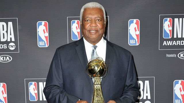 SANTA MONICA, CA - JUNE 25: Oscar Robertson, winner of the 2017-2018 Lifetime Achievement Award, poses in the backstage photo room during the 2018 NBA Awards Show at Barker Hangar on June 25, 2018 in Santa Monica, California.