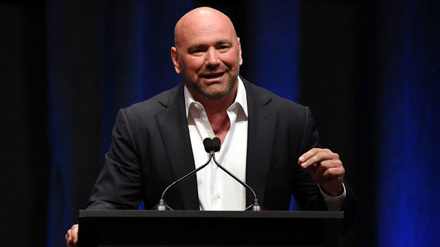 LAS VEGAS, NV - JULY 05: UFC President Dana White inducts Ronda Rousey (not pictured) into the UFC Hall of Fame at The Pearl concert theater at Palms Casino Resort on July 5, 2018 in Las Vegas, Nevada.