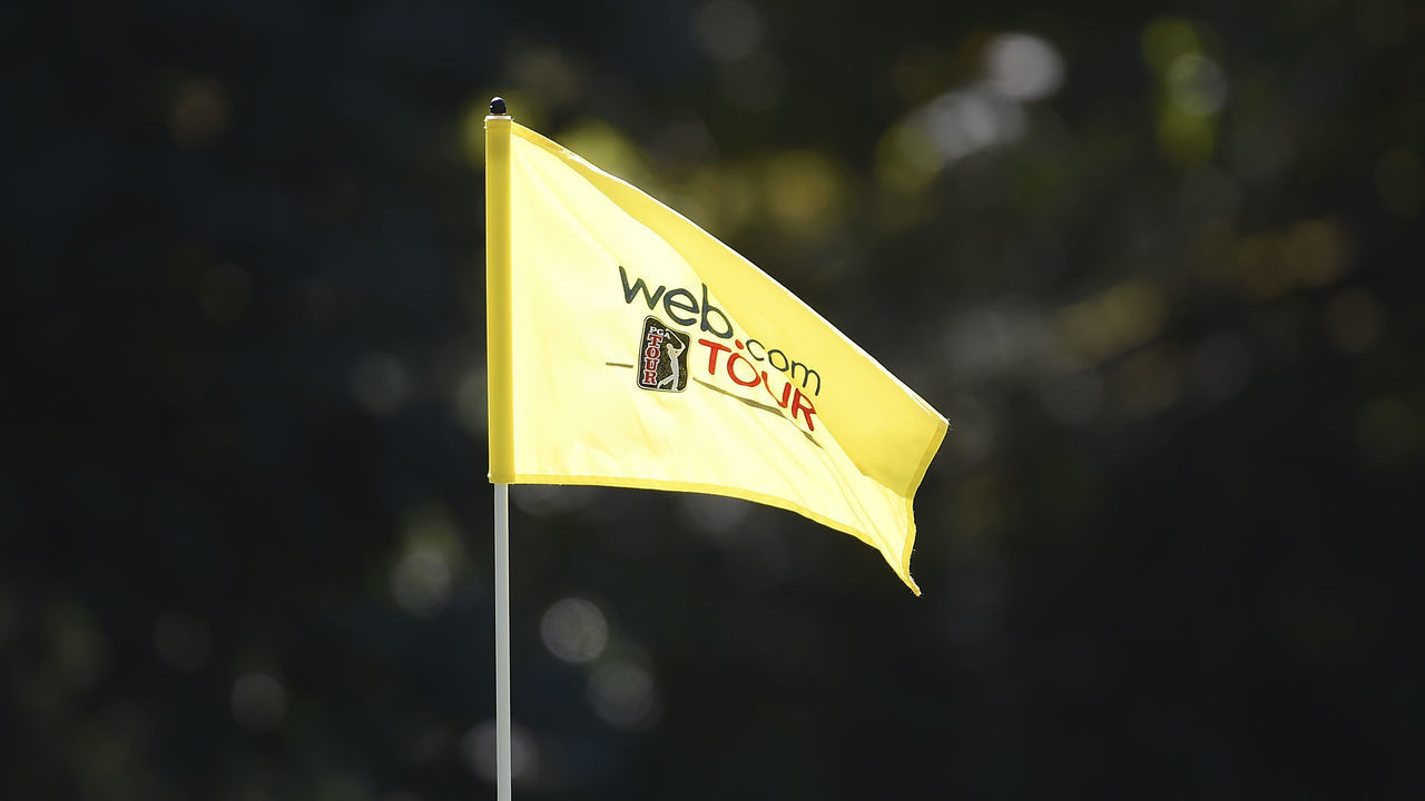 NORTH PLAINS, OR - AUGUST 26: A general view of the Web.com pin flag on the third hole during round three of the WinCo Foods Portland Open at Pumpkin Ridge Golf Club - Witch Hollow on August 26, 2017 in North Plains, Oregon.