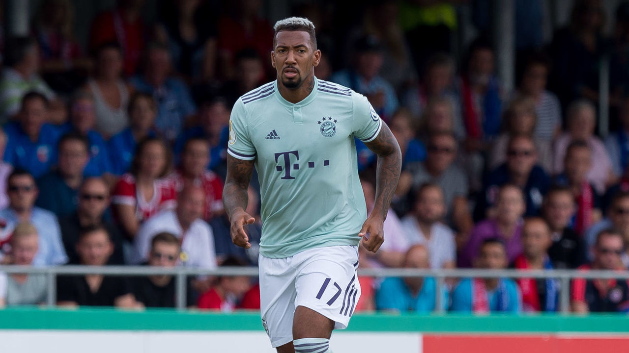 DROCHTERSEN, GERMANY - AUGUST 18: Jerome Boateng of Bayern Muenchen controls the ball during the DFB Cup first round match between SV Drochtersen-Assel and Bayern Muenchen at Kehdinger Stadion on August 18, 2018 in Drochtersen, Germany.