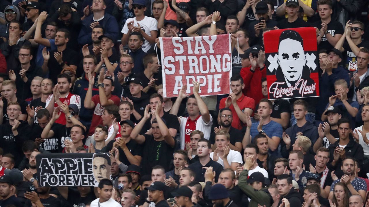 banner of Abdelhak Nouri of Ajax, stay strong Appie during the UEFA Champions League third round qualifying first leg match between Ajax Amsterdam and OGC Nice at the Amsterdam Arena on August 02, 2017 in Amsterdam, The Netherlands