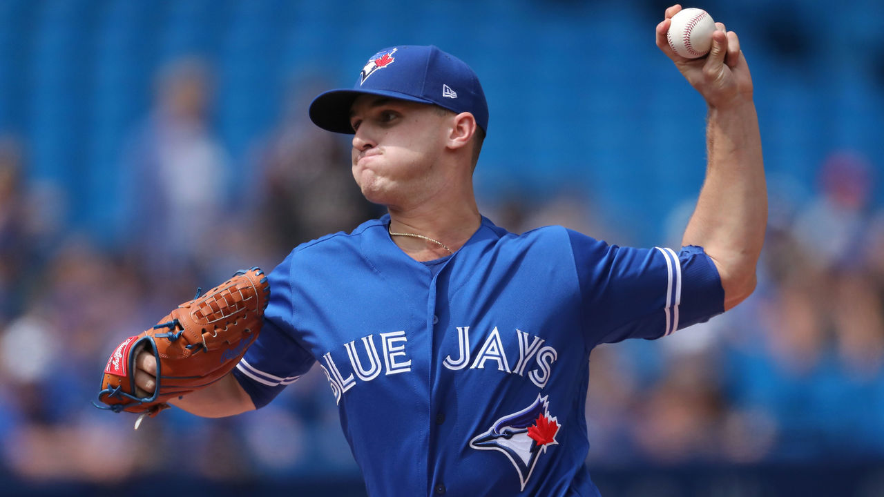 TORONTO, ON - AUGUST 22: Thomas Pannone #45 of the Toronto Blue Jays delivers a pitch in the first inning during MLB game action against the Baltimore Orioles at Rogers Centre on August 22, 2018 in Toronto, Canada.