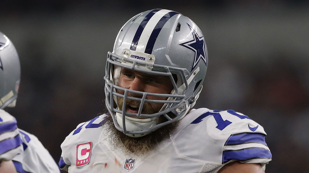 ARLINGTON, TX - OCTOBER 09: Travis Frederick #72 of the Dallas Cowboys at AT&T Stadium on October 9, 2016 in Arlington, Texas.