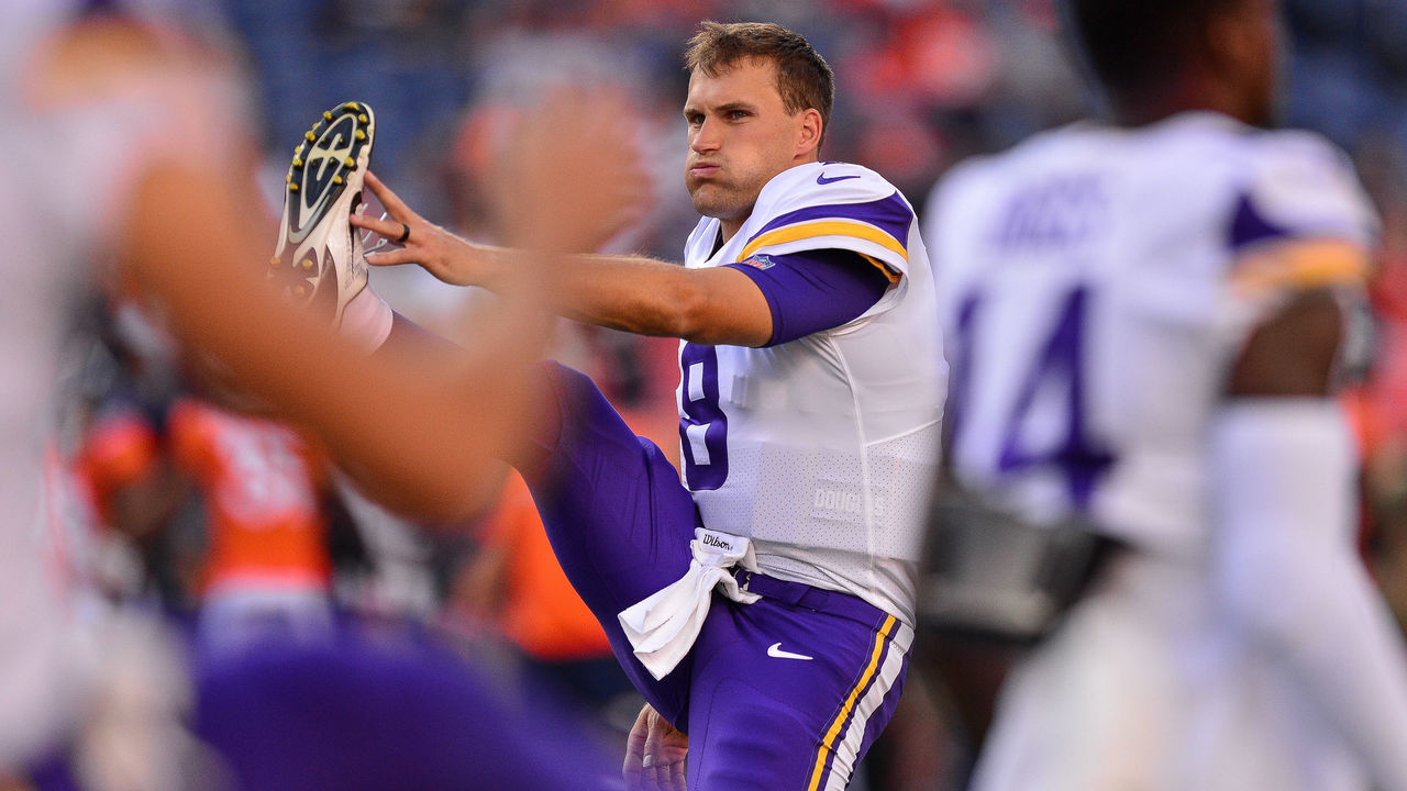 DENVER, CO - AUGUST 11: Quarterback Kirk Cousins #8 of the Minnesota Vikings warms up before an NFL preseason game against the Denver Broncos at Broncos Stadium at Mile High on August 11, 2018 in Denver, Colorado.