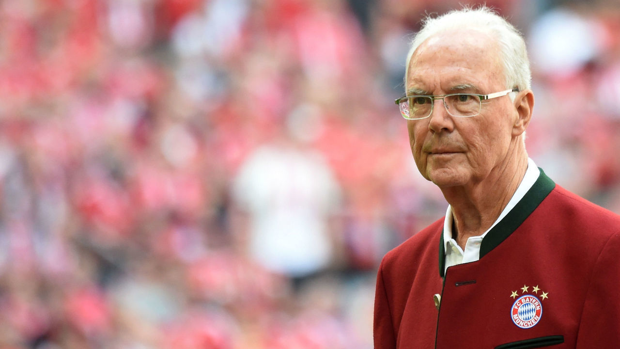 Bayern Munich's Honorary President and German football legend Franz Beckenbauer attends a ceremony during a break of the German first division Bundesliga football match FC Bayern Munich vs VfB Stuttgart in Munich, southern Germany, on May 12, 2018.