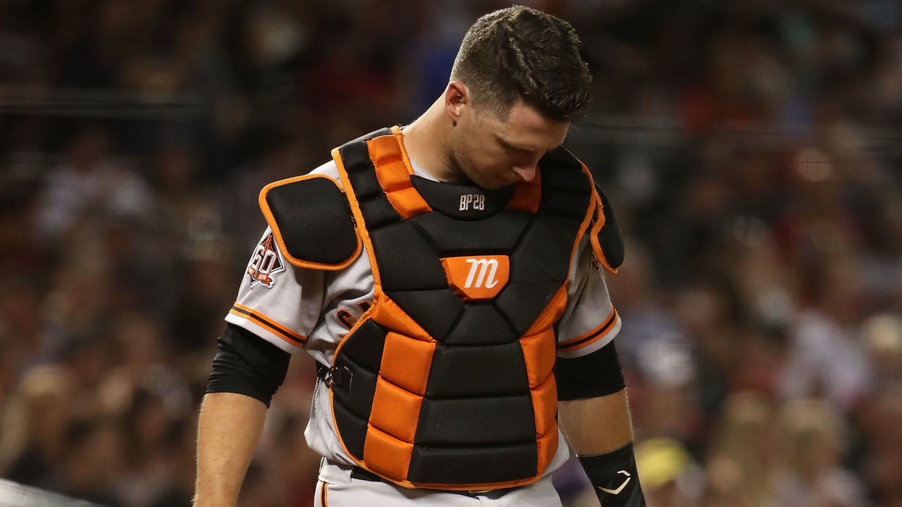PHOENIX, AZ - JUNE 29: Catcher Buster Posey #28 of the San Francisco Giants in action during the MLB game against the Arizona Diamondbacks at Chase Field on June 29, 2018 in Phoenix, Arizona.