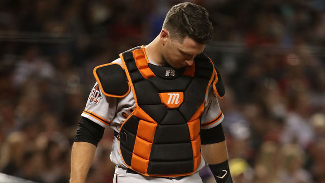 PHOENIX, AZ - JUNE 29: Catcher Buster Posey #28 of the San Francisco Giants in action during the MLB game against the Arizona Diamondbacks at Chase Field on June 29, 2018 in Phoenix, Arizona.