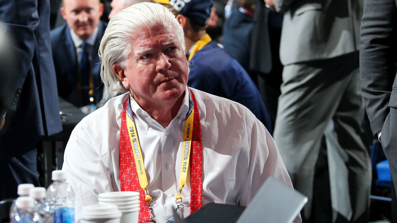 BUFFALO, NY - JUNE 24: President of Hockey Operations for the Calgary Flames Brian Burke attends round one of the 2016 NHL Draft on June 24, 2016 in Buffalo, New York.