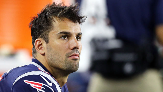 FOXBOROUGH, MA - AUGUST 9 : Eric Decker #81 of the New England Patriots looks on during the preseason game between the New England Patriots and the Washington Redskins at Gillette Stadium on August 9, 2018 in Foxborough, Massachusetts.