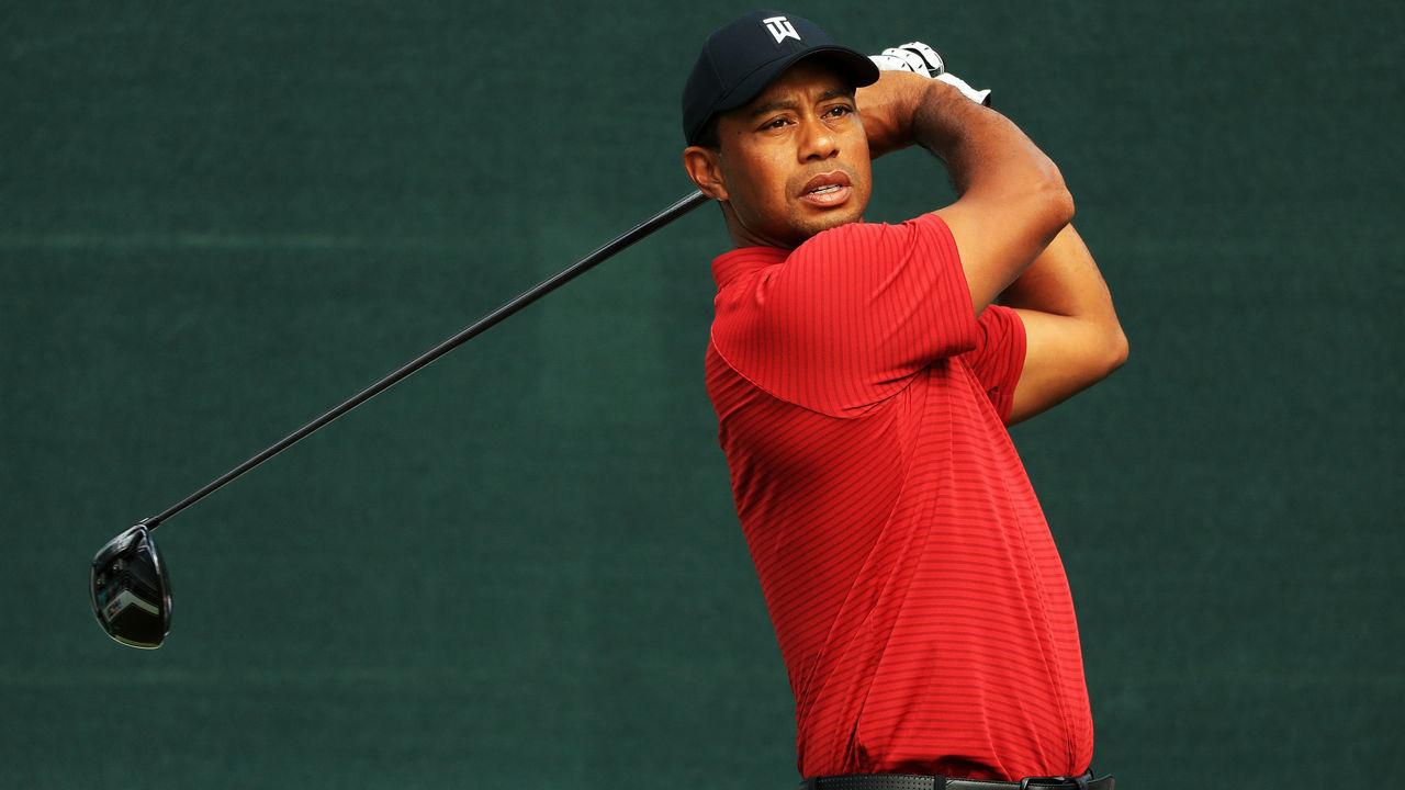 RIDGEWOOD, NJ - AUGUST 26: Tiger Woods of the United States plays his shot from the first tee during the final round of The Northern Trust on August 26, 2018 at the Ridgewood Championship Course in Ridgewood, New Jersey.