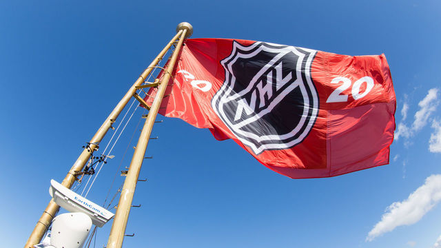 SEATTLE, WA - MARCH 1: The Seattle NHL 2020 flag is raised on the top of the Space Needle during the NHL Seattle season ticket deposit drive kickoff on Thursday, March 1, 2018 in Seattle, WA.