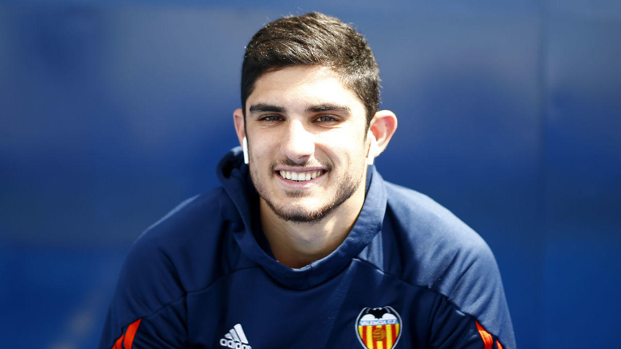 Valencia's Portuguese forward Goncalo Guedes smiles ahead of the Spanish League football match between Leganes and Valencia at the Butarque stadium on April 1, 2018.