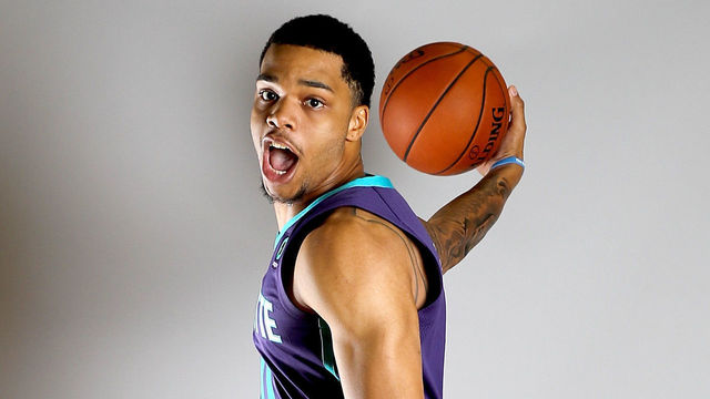 TARRYTOWN, NY - AUGUST 12: Miles Bridges of the Charlotte Hornets poses for a portrait during the 2018 NBA Rookie Photo Shoot at MSG Training Center on August 12, 2018 in Tarrytown, New York.