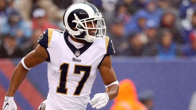 EAST RUTHERFORD, NJ - NOVEMBER 5: Robert Woods #17 of the Los Angeles Rams celebrates after catching a touchdown pass against the New York Giants at MetLife Stadium on November 5, 2017 in East Rutherford, New Jersey.