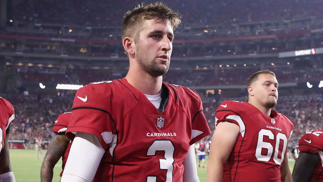 GLENDALE, AZ - AUGUST 11: Quarterback Josh Rosen #3 of the Arizona Cardinals walks off the field during the preseason NFL game against the Los Angeles Chargers at University of Phoenix Stadium on August 11, 2018 in Glendale, Arizona.