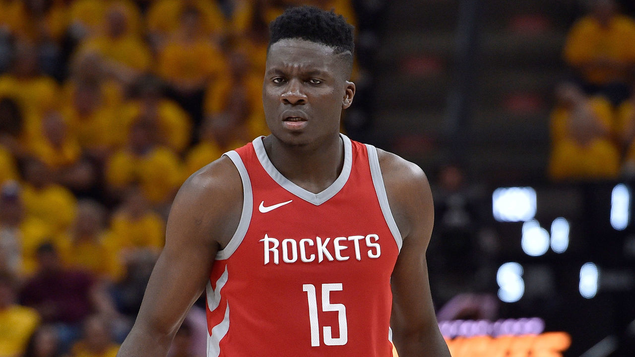 SALT LAKE CITY, UT - MAY 06: Clint Capela #15 of the Houston Rockets controls the ball in the second half during Game Four of Round Two of the 2018 NBA Playoffs against the Utah Jazz at Vivint Smart Home Arena on May 6, 2018 in Salt Lake City, Utah. The Rockets beat the Jazz 100-87.