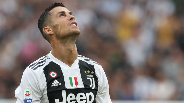 TURIN, ITALY - AUGUST 25: Cristiano Ronaldo of Juventus reacts to a missed chance during the Serie A match between Juventus and SS Lazio at Allianz Stadium on August 25, 2018 in Turin, Italy.