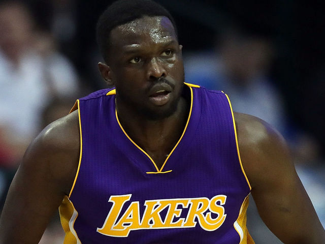 DALLAS, TX - JANUARY 22: Luol Deng #9 of the Los Angeles Lakers at American Airlines Center on January 22, 2017 in Dallas, Texas.