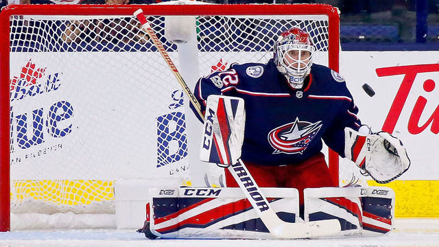 COLUMBUS, OH - NOVEMBER 17: Sergei Bobrovsky #72 of the Columbus Blue Jackets makes a save during the game against the New York Rangers on November 17, 2017 at Nationwide Arena in Columbus, Ohio.