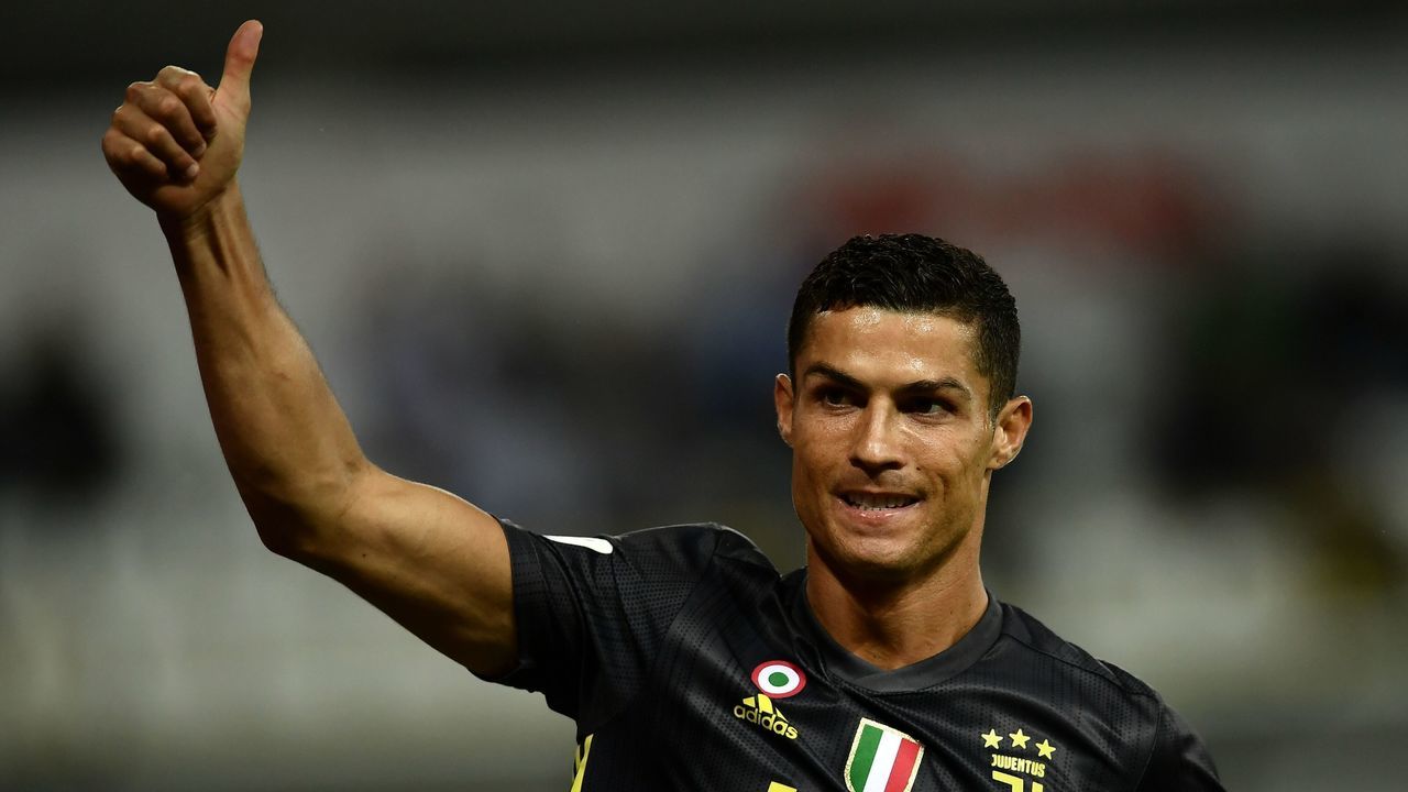 Juventus' Portuguese forward Cristiano Ronaldo reacts during the Italian Serie A football match Parma vs Juventus on September 1, 2018 at Ennio Tardini stadium in Parma.