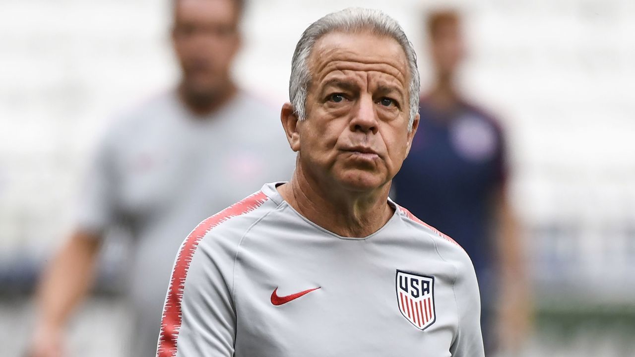 US head coach Dave Sarachan looks on during a training session of the US national football team, on June 8, 2018, at the Groupama Stadium in Decines-Charpieu near Lyon, central-eastern France, on the eve of the international friendly football match between France and United States.