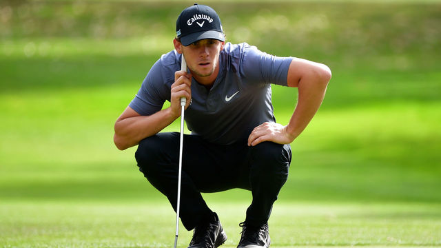 CRANS-MONTANA, SWITZERLAND - SEPTEMBER 06: Thomas Pieters of Belgium lines up a putt on the 1st hole during day one of the Omega European Masters at Crans-sur-Sierre Golf Club on September 6, 2018 in Crans-Montana, Switzerland.