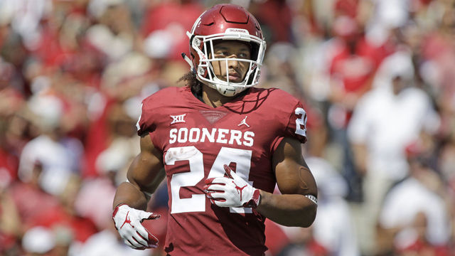 NORMAN, OK - SEPTEMBER 01: Running back Rodney Anderson #24 of the Oklahoma Sooners takes the field for the first time against the Florida Atlantic Owls at Gaylord Family Oklahoma Memorial Stadium on September 1, 2018 in Norman, Oklahoma. The Sooners defeated the Owls 63-14.