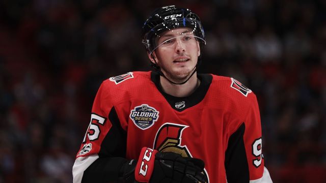 STOCKHOLM, SWEDEN - NOVEMBER 11: Matt Duchene #95 of Ottawa Senators during the 2017 SAP NHL Global Series match between Colorado Avalanche and Ottawa Senators at Ericsson Globe on November 11, 2017 in Stockholm, Sweden.