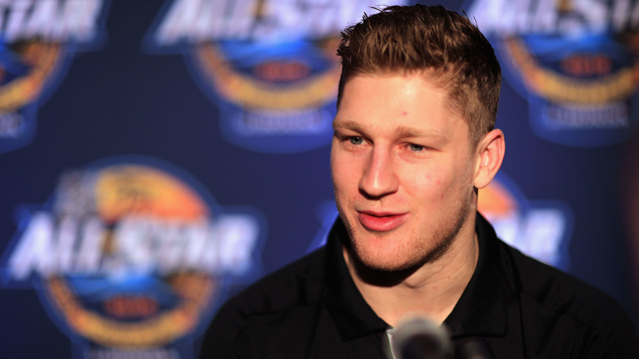 TAMPA, FL - JANUARY 27: Nathan MacKinnon #29 of the Colorado Avalanche addresses the media during Media Day for the 2018 NHL All-Star at the Grand Hyatt Hotel on January 27, 2018 in Tampa, Florida.