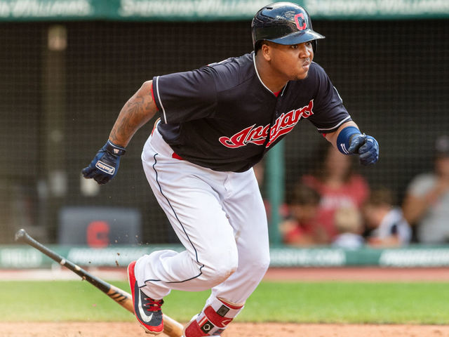 CLEVELAND, OH - SEPTEMBER 2: Jose Ramirez #11 of the Cleveland Indians runs out an RBI single during the seventh inning against the Tampa Bay Rays at Progressive Field on September 2, 2018 in Cleveland, Ohio.