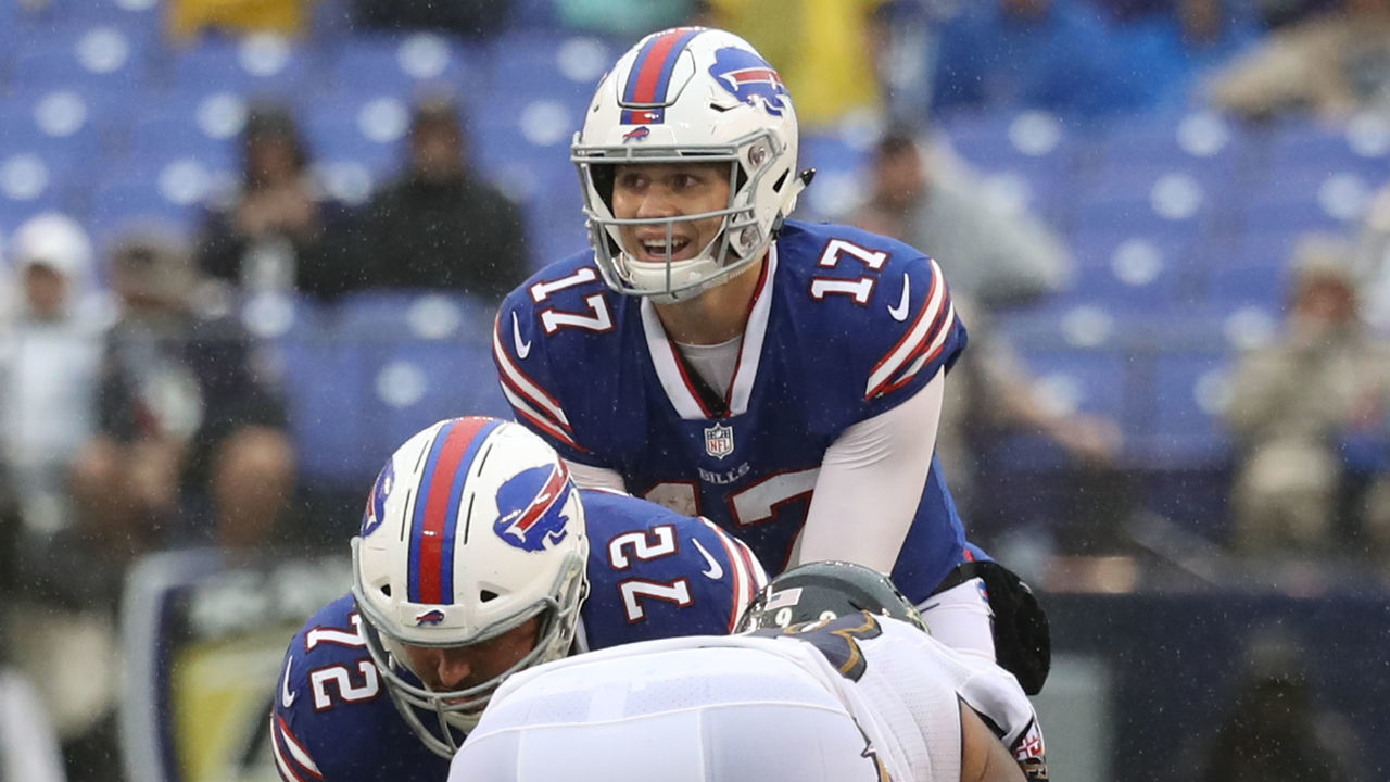 BALTIMORE, MD - SEPTEMBER 9: Josh Allen #17 of the Buffalo Bills waits under center in the third quarter against the Baltimore Ravens at M&T Bank Stadium on September 9, 2018 in Baltimore, Maryland.