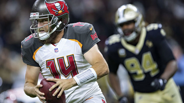 NEW ORLEANS, LA - SEPTEMBER 9: Ryan Fitzpatrick #14 of the Tampa Bay Buccaneers runs the ball during a game against the New Orleans Saints at Mercedes-Benz Superdome on September 9, 2018 in New Orleans, Louisiana. The Buccaneers defeated the Saints 48-40.