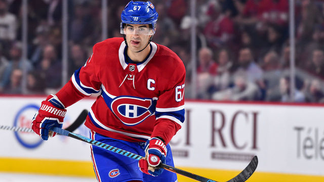 MONTREAL, QC - OCTOBER 10: Max Pacioretty #67 of the Montreal Canadiens looks on against the Chicago Blackhawks during the NHL game at the Bell Centre on October 10, 2017 in Montreal, Quebec, Canada. The Chicago Blackhawks defeated the Montreal Canadiens 3-1.