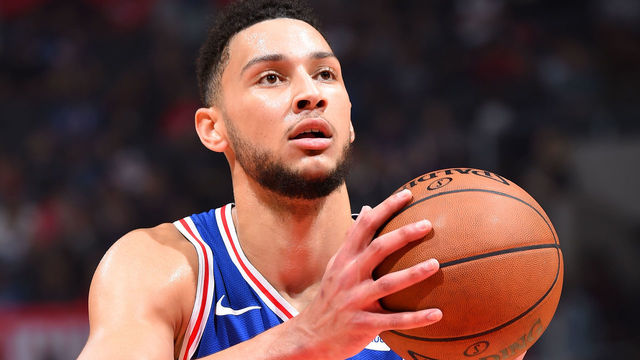 LOS ANGELES, CA - NOVEMBER 13: Ben Simmons #25 of the Philadelphia 76ers shoots a free throw during the game against the LA Clippers on November 13, 2017 at STAPLES Center in Los Angeles, California. NOTE TO USER: User expressly acknowledges and agrees that, by downloading and/or using this Photograph, user is consenting to the terms and conditions of the Getty Images License Agreement. Mandatory Copyright Notice: Copyright 2017 NBAE