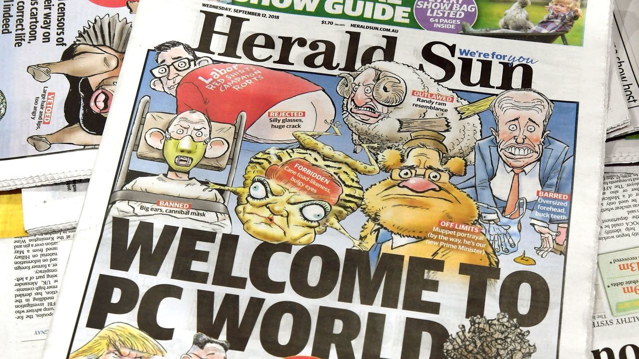 This photo illustration shows the front page of the Herald Sun newspaper, featuring a cartoon of US tennis player Serena Williams (lower R), on sale at a newsstand in Melbourne on September 12, 2018. - An Australian newspaper defiantly republished a controversial cartoon of tennis star Serena Williams on its front-page on September 12, slapping aside 'politically correct' accusations that the drawing was racist and sexist.