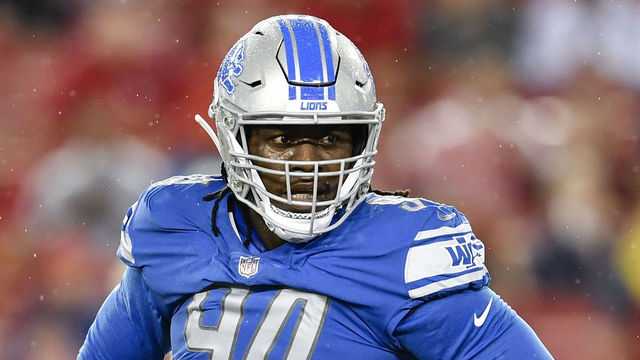 TAMPA, FL - AUGUST 24: Detroit Lions defensive end Ezekiel Ansah (94) during the first half of an NFL preseason game between the Detroit Lions and the Tampa Bay Buccaneers on August 24, 2018, at Raymond James Stadium in Tampa, FL.