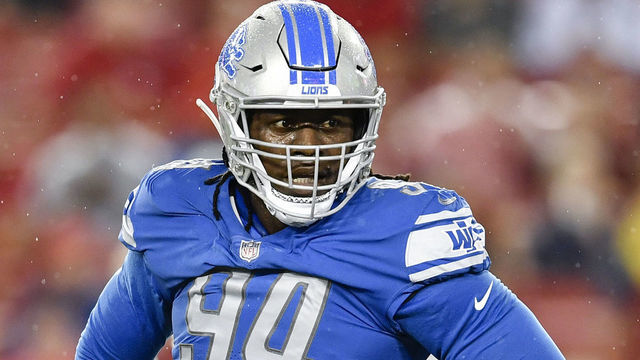 TAMPA, FL - AUGUST 24: Detroit Lions defensive end Ezekiel Ansah (94) during the first half of an NFL preseason game between the Detroit Lions and the Tampa Bay Buccaneers on August 24, 2018, at Raymond James Stadium in Tampa, FL.