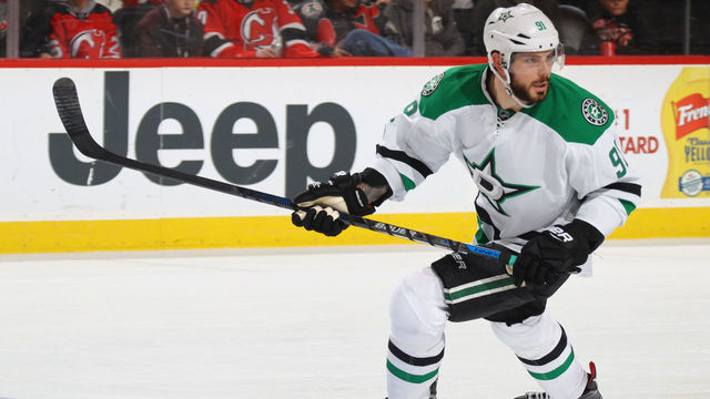 NEWARK, NJ - MARCH 26: Tyler Seguin #91 of the Dallas Stars skates against the New Jersey Devils at the Prudential Center on March 26, 2017 in Newark, New Jersey. The Stars defeated the Devils 2-1 in overtime.