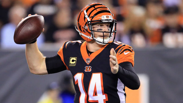 CINCINNATI, OH - SEPTEMBER 13: Andy Dalton #14 of the Cincinnati Bengals throws a pass during the first half against the Baltimore Ravens at Paul Brown Stadium on September 13, 2018 in Cincinnati, Ohio.