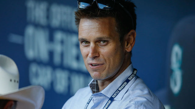 SEATTLE, WA - SEPTEMBER 30: GM Jerry Dipoto of the Seattle Mariners looks on from the dugout prior to the game against the Houston Astros at Safeco Field on September 30, 2015 in Seattle, Washington.