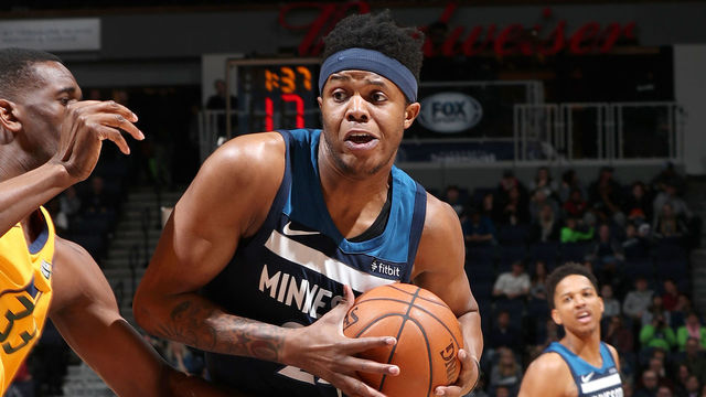 MINNEAPOLIS, MN - APRIL 1: Justin Patton #24 of the Minnesota Timberwolves handles the ball against the Utah Jazz on April 1, 2018 at Target Center in Minneapolis, Minnesota. Mandatory Copyright Notice: Copyright 2018 NBAE