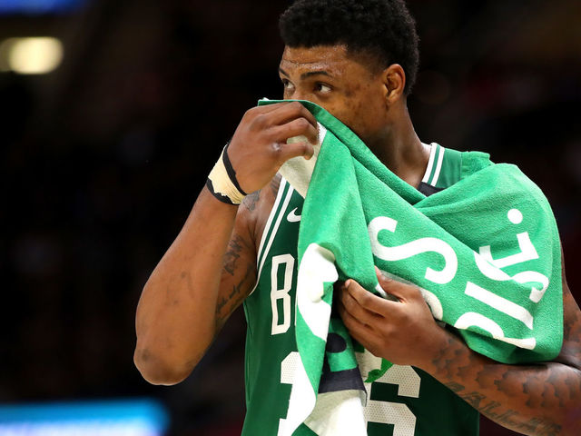 CLEVELAND, OH - MAY 21: Marcus Smart #36 of the Boston Celtics looks on in the fourth quarter against the Cleveland Cavaliers during Game Four of the 2018 NBA Eastern Conference Finals at Quicken Loans Arena on May 21, 2018 in Cleveland, Ohio.