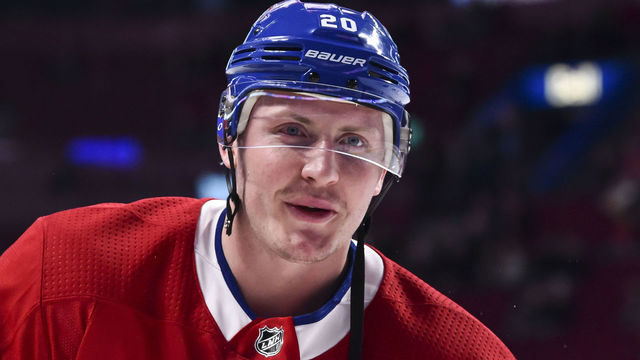 MONTREAL, QC - MARCH 26: Nicolas Deslauriers #20 of the Montreal Canadiens looks on in the warm-up against the Detroit Red Wings prior to the NHL game at the Bell Centre on March 26, 2018 in Montreal, Quebec, Canada. The Montreal Canadiens defeated the Detroit Red Wings 4-2.