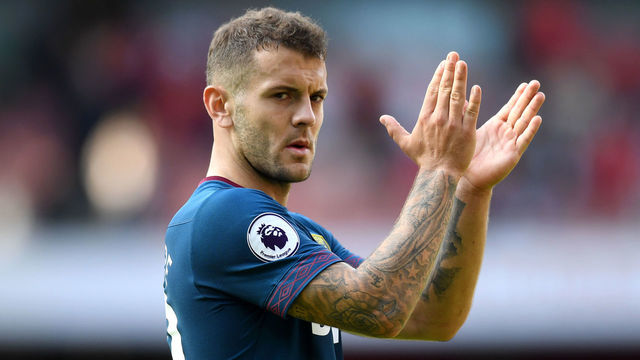 LONDON, ENGLAND - AUGUST 25: Jack Wilshere of West Ham United shows appreciation to the crowds after the Premier League match between Arsenal FC and West Ham United at Emirates Stadium on August 25, 2018 in London, United Kingdom.